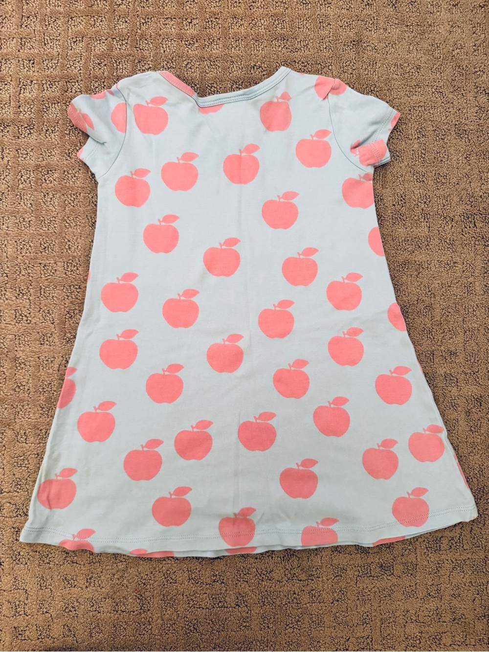 TBBC Polly Play Dress in the "Appleberry Orchard" pattern featuring pink apples - Picture 3 of 3